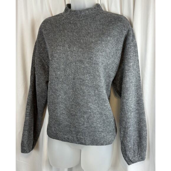 Zara Mock Neck Sweater, Heather Gray M Minimalist effortless 61-05 - Picture 10 of 16